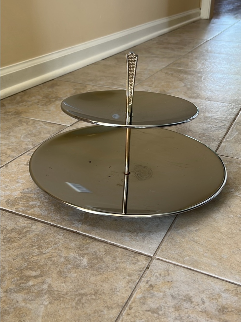Vintage Kromex two tier chrome platter